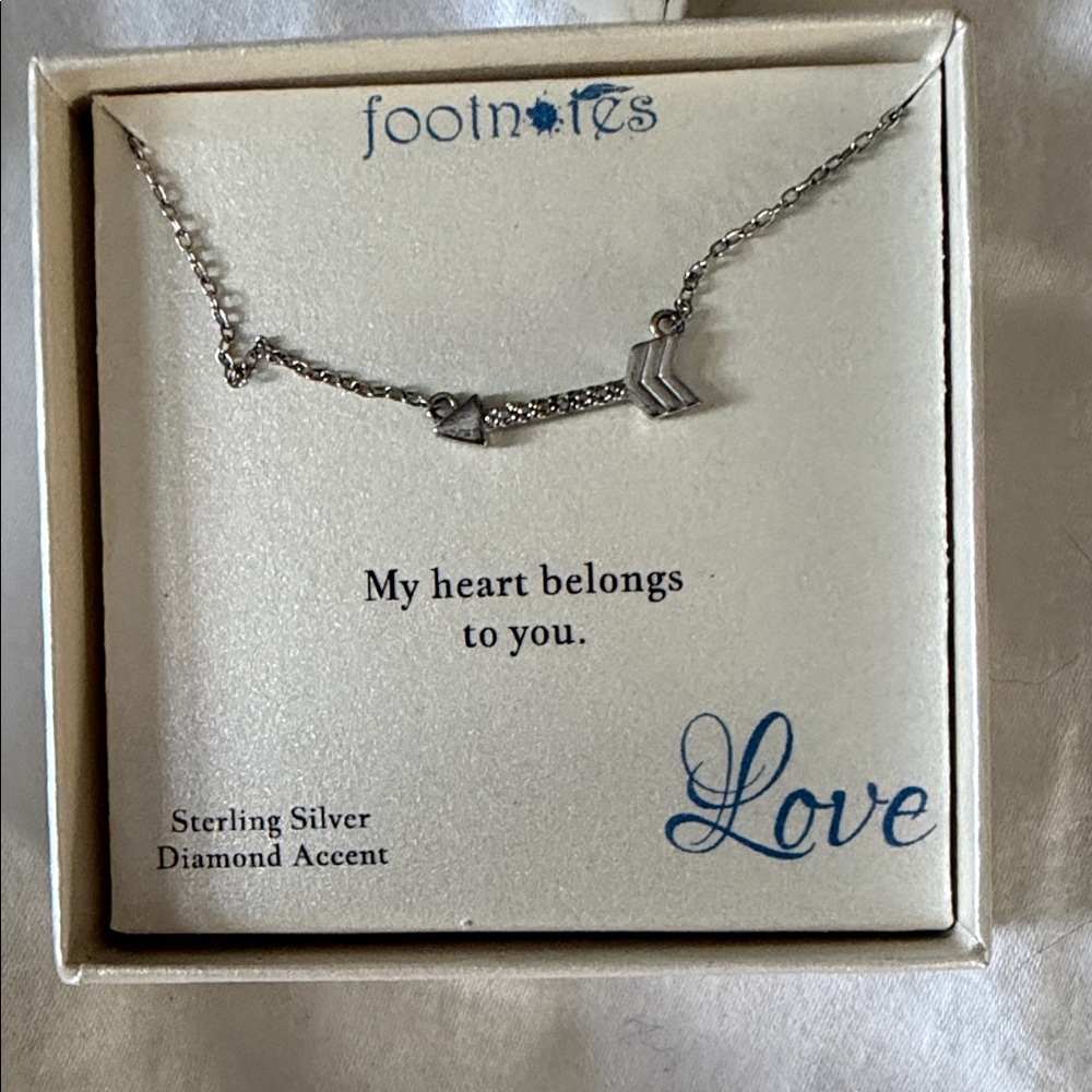 Footnotes Sterling Silver Arrow Necklace with Diamond Accent - Silver